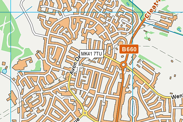 MK41 7TU map - OS VectorMap District (Ordnance Survey)