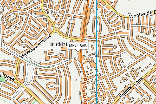MK41 8AB map - OS VectorMap District (Ordnance Survey)
