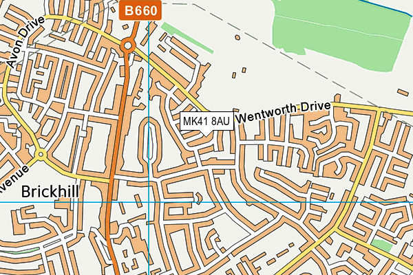 MK41 8AU map - OS VectorMap District (Ordnance Survey)