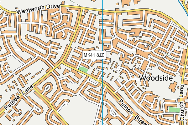 MK41 8JZ map - OS VectorMap District (Ordnance Survey)
