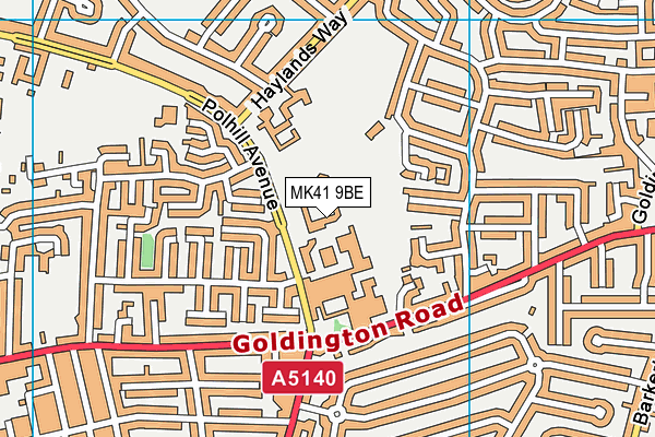 MK41 9BE map - OS VectorMap District (Ordnance Survey)