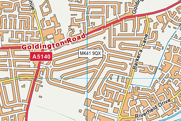 MK41 9QX map - OS VectorMap District (Ordnance Survey)