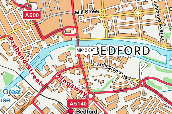 MK42 0AT map - OS VectorMap District (Ordnance Survey)