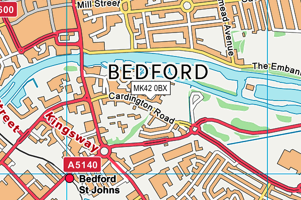 MK42 0BX map - OS VectorMap District (Ordnance Survey)