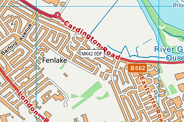 MK42 0DF map - OS VectorMap District (Ordnance Survey)