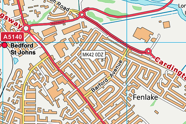 MK42 0DZ map - OS VectorMap District (Ordnance Survey)