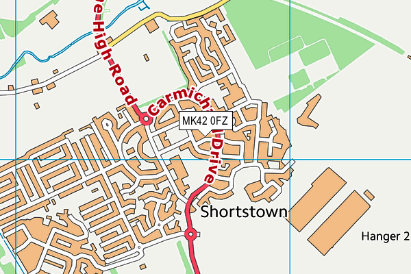 MK42 0FZ map - OS VectorMap District (Ordnance Survey)
