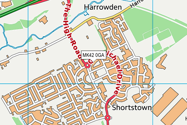 MK42 0GA map - OS VectorMap District (Ordnance Survey)