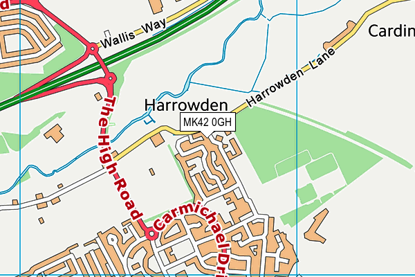 MK42 0GH map - OS VectorMap District (Ordnance Survey)