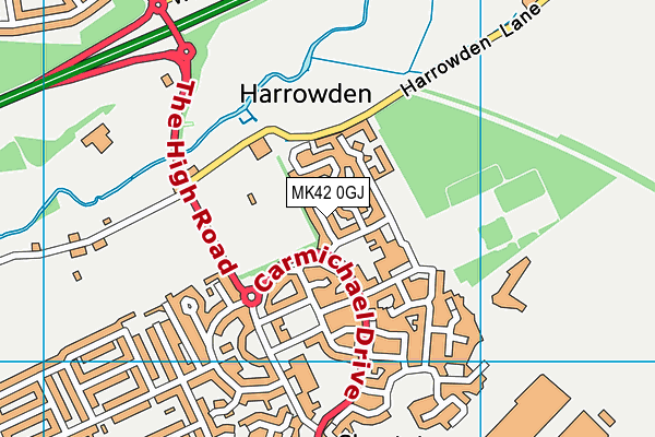 MK42 0GJ map - OS VectorMap District (Ordnance Survey)