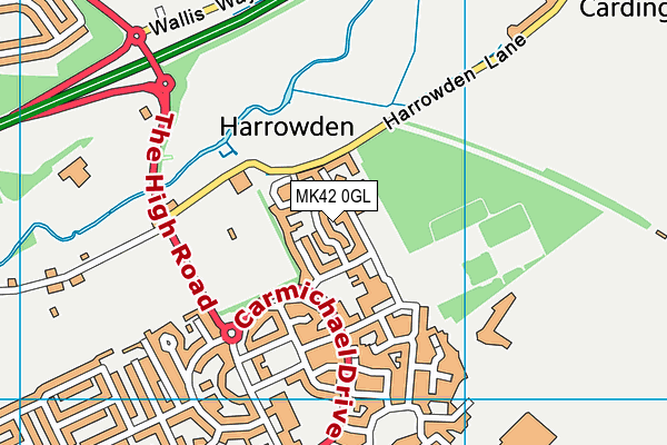 MK42 0GL map - OS VectorMap District (Ordnance Survey)