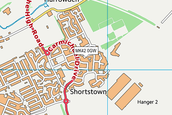 MK42 0GW map - OS VectorMap District (Ordnance Survey)