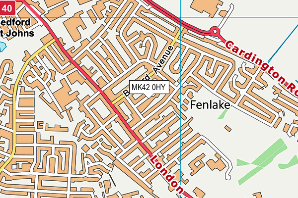 MK42 0HY map - OS VectorMap District (Ordnance Survey)