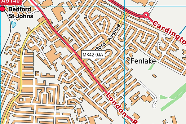 MK42 0JA map - OS VectorMap District (Ordnance Survey) MK42 0JA map - OS VectorMap District (Ordnance Survey)
