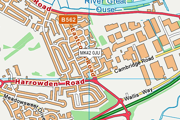 MK42 0JU map - OS VectorMap District (Ordnance Survey)