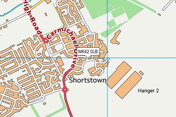 MK42 0LB map - OS VectorMap District (Ordnance Survey)