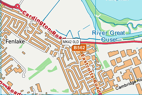 MK42 0LD map - OS VectorMap District (Ordnance Survey)