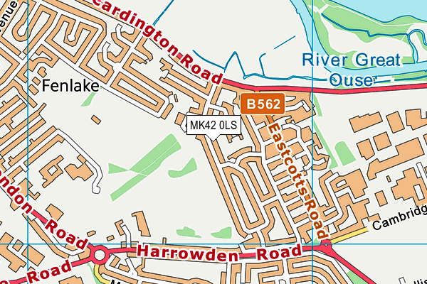 MK42 0LS map - OS VectorMap District (Ordnance Survey)