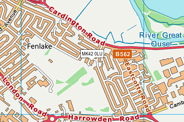 MK42 0LU map - OS VectorMap District (Ordnance Survey)