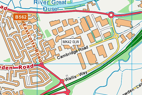 MK42 0LW map - OS VectorMap District (Ordnance Survey)