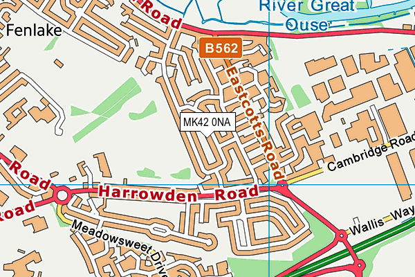 MK42 0NA map - OS VectorMap District (Ordnance Survey)