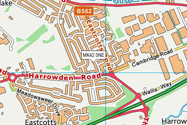 MK42 0NE map - OS VectorMap District (Ordnance Survey)