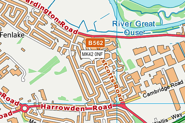 MK42 0NF map - OS VectorMap District (Ordnance Survey)