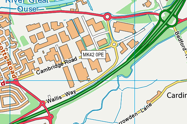 MK42 0PE map - OS VectorMap District (Ordnance Survey) MK42 0PE map - OS VectorMap District (Ordnance Survey)
