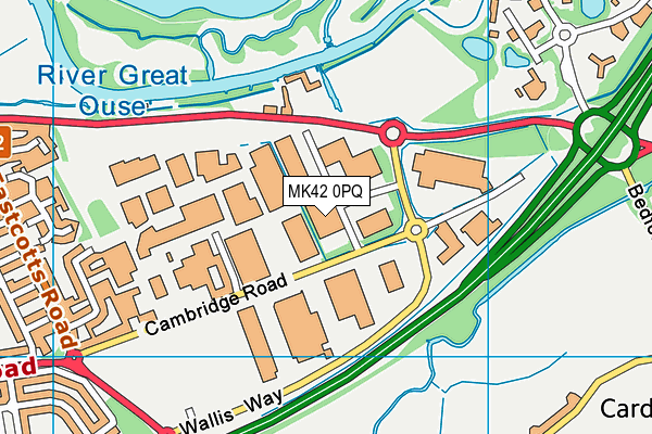 MK42 0PQ map - OS VectorMap District (Ordnance Survey)
