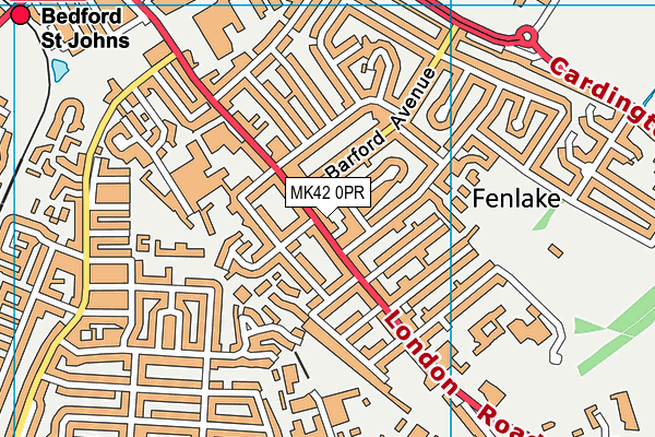 MK42 0PR map - OS VectorMap District (Ordnance Survey)