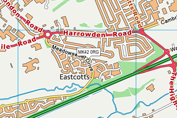 MK42 0RG map - OS VectorMap District (Ordnance Survey)
