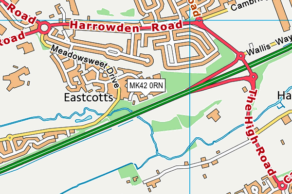 MK42 0RN map - OS VectorMap District (Ordnance Survey)
