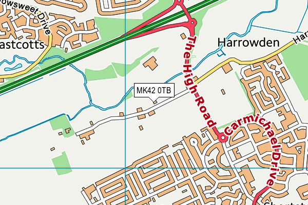 MK42 0TB map - OS VectorMap District (Ordnance Survey)