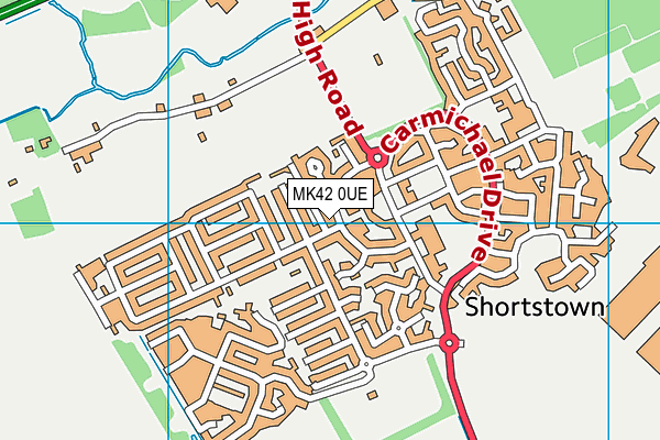 MK42 0UE map - OS VectorMap District (Ordnance Survey)