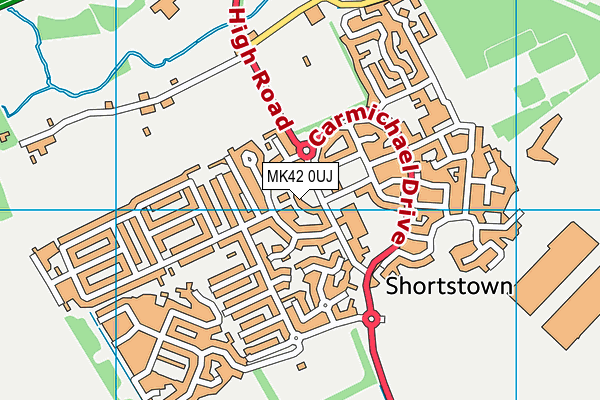 MK42 0UJ map - OS VectorMap District (Ordnance Survey)