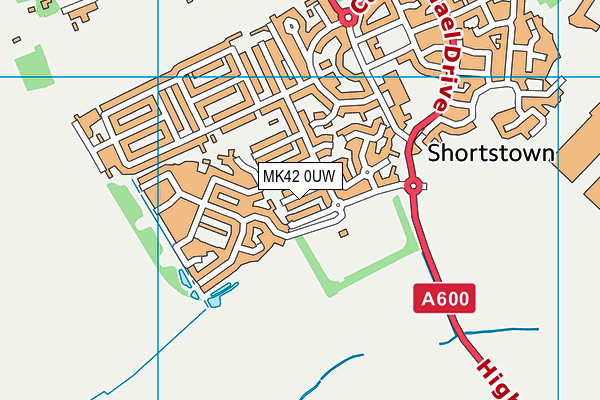 MK42 0UW map - OS VectorMap District (Ordnance Survey)