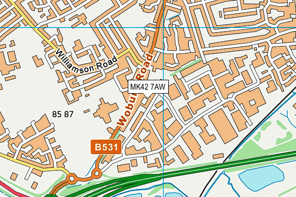 MK42 7AW map - OS VectorMap District (Ordnance Survey)