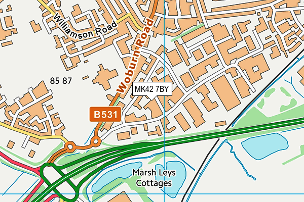 MK42 7BY map - OS VectorMap District (Ordnance Survey)