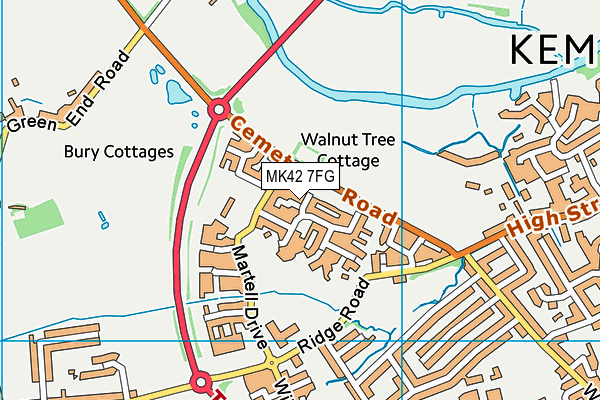 MK42 7FG map - OS VectorMap District (Ordnance Survey)