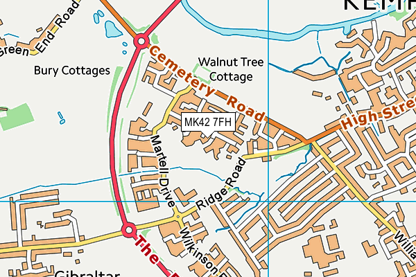 MK42 7FH map - OS VectorMap District (Ordnance Survey)