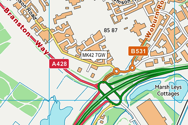 MK42 7GW map - OS VectorMap District (Ordnance Survey) MK42 7GW map - OS VectorMap District (Ordnance Survey)