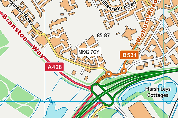 MK42 7GY map - OS VectorMap District (Ordnance Survey) MK42 7GY map - OS VectorMap District (Ordnance Survey)
