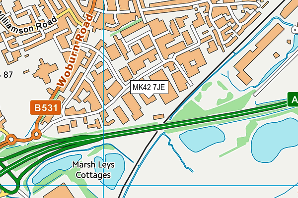 MK42 7JE map - OS VectorMap District (Ordnance Survey)
