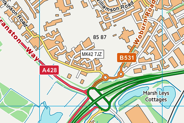 MK42 7JZ map - OS VectorMap District (Ordnance Survey) MK42 7JZ map - OS VectorMap District (Ordnance Survey)