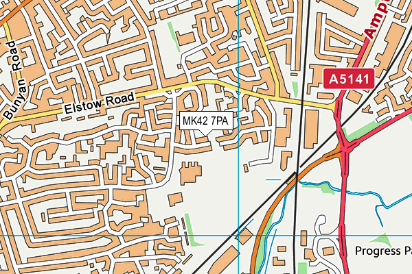 MK42 7PA map - OS VectorMap District (Ordnance Survey)