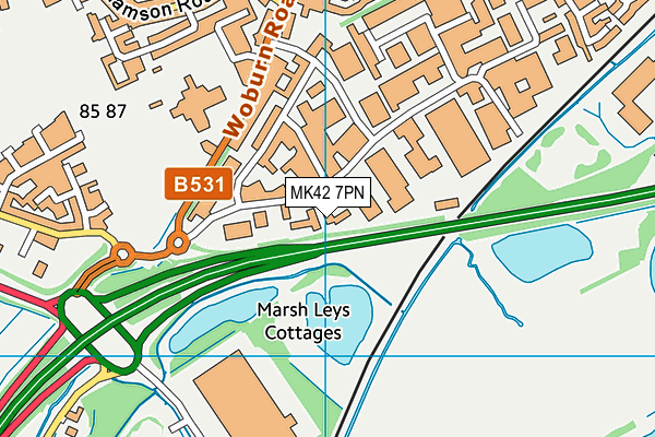MK42 7PN map - OS VectorMap District (Ordnance Survey)