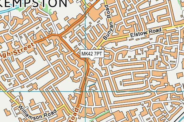 MK42 7PT map - OS VectorMap District (Ordnance Survey)