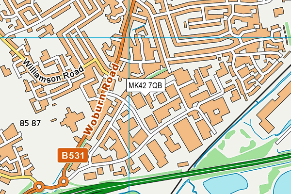 MK42 7QB map - OS VectorMap District (Ordnance Survey)