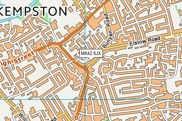 MK42 8JX map - OS VectorMap District (Ordnance Survey)