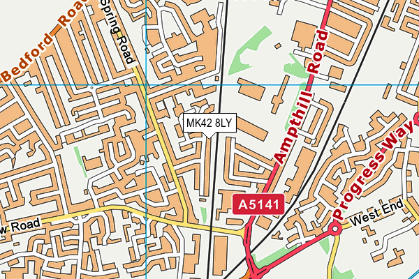 MK42 8LY map - OS VectorMap District (Ordnance Survey)